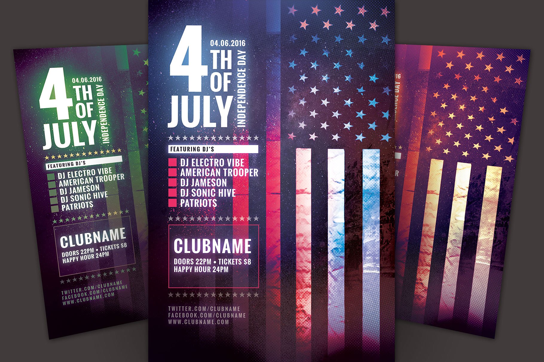 美国独立日活动海报设计模板 Fourth of July Flyer Template插图