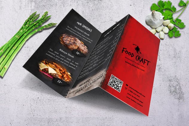 高级西餐厅食物菜单设计PSD模板 Craft Food Trifold A4 & US Letter Menu Design插图(5)