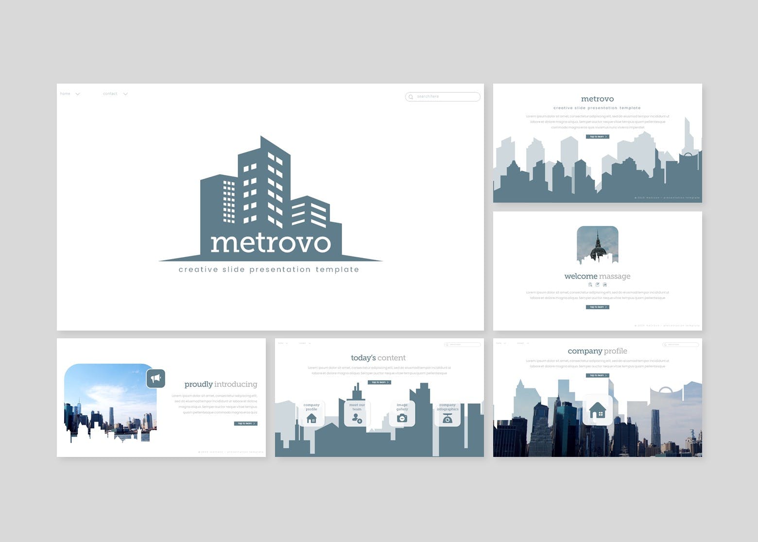 企业简介企业历史谷歌幻灯片设计模板 Metrovo – Google Slides Template插图(1)