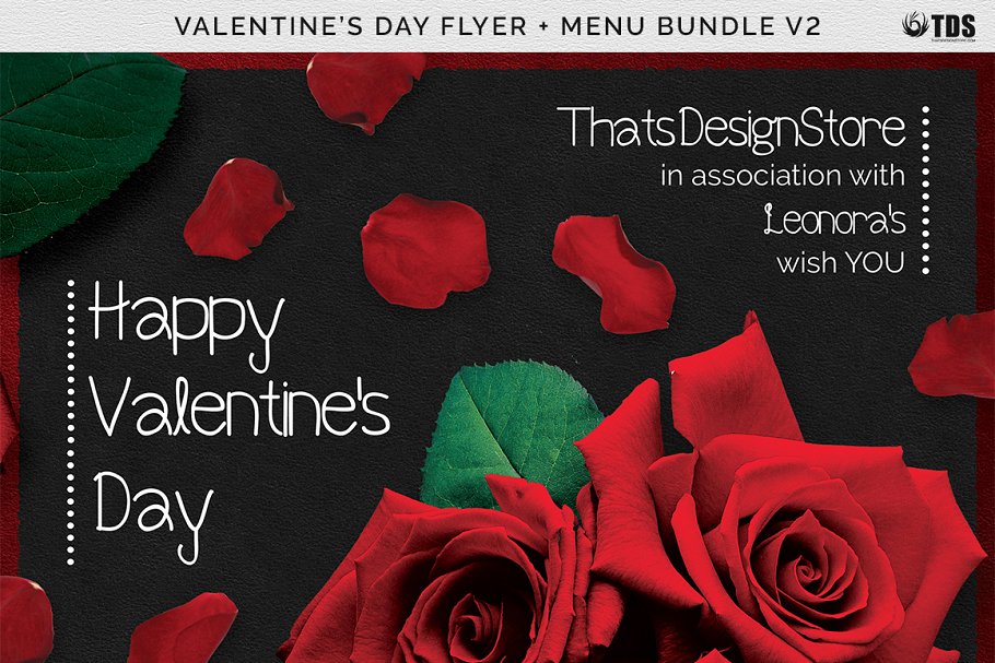 情人节主题菜单PSD模板V2 Valentines Day Flyer+Menu PSD V2插图(7)