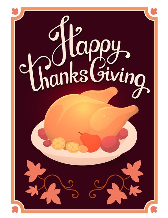 感恩节金色烤火鸡矢量图形设计素材 Thanksgiving golden roasted turkey插图(3)