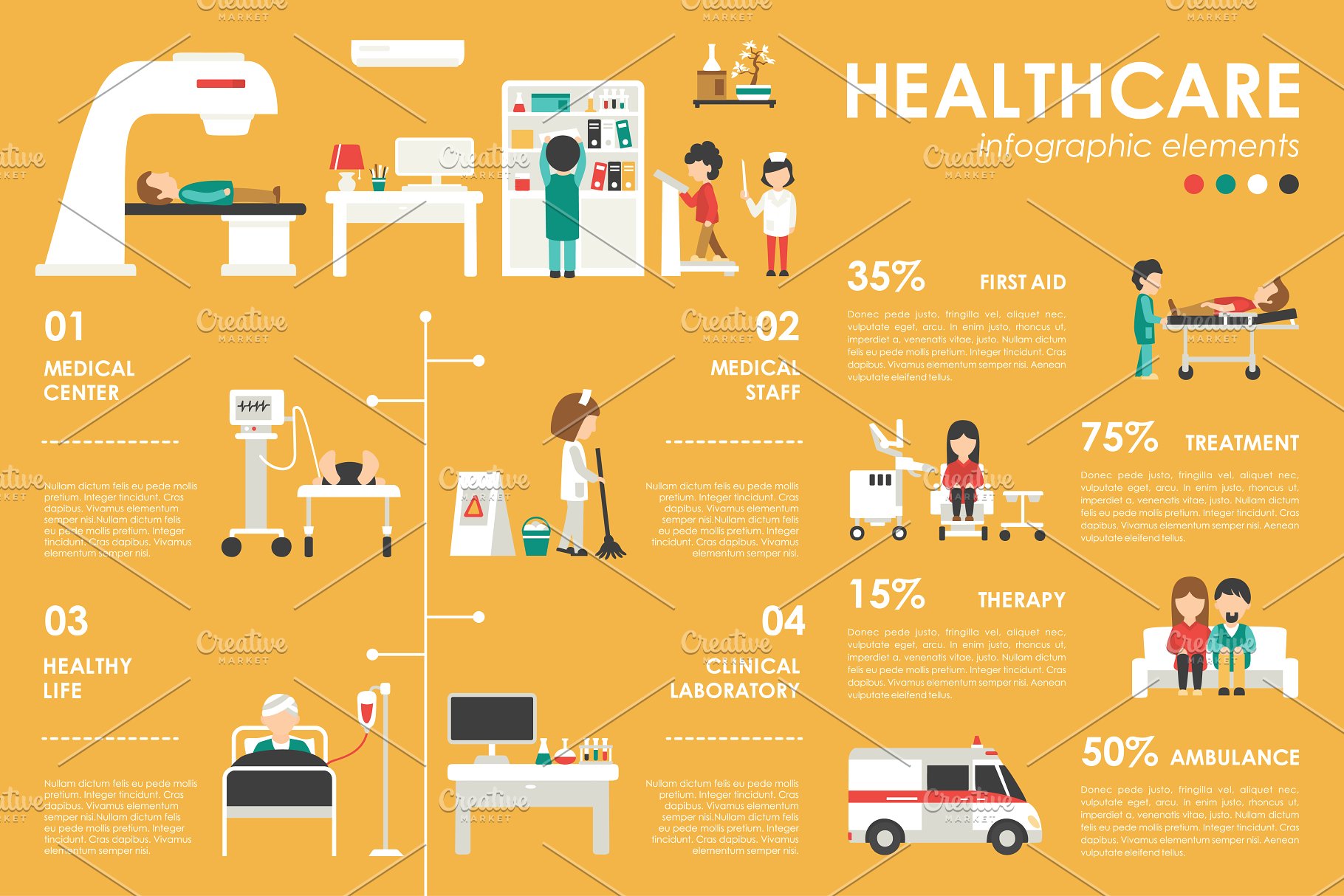 12款医药主题扁平化设计风格信息图表素材 12 Medical Flat Infographics插图(1)