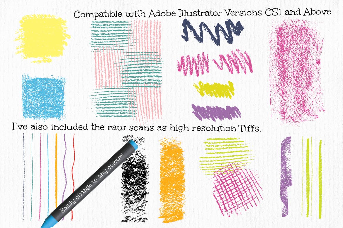 蜡笔画手绘必备：蜡笔纹理和图案设计素材 Wax Crayon Textures and Patters插图(6)