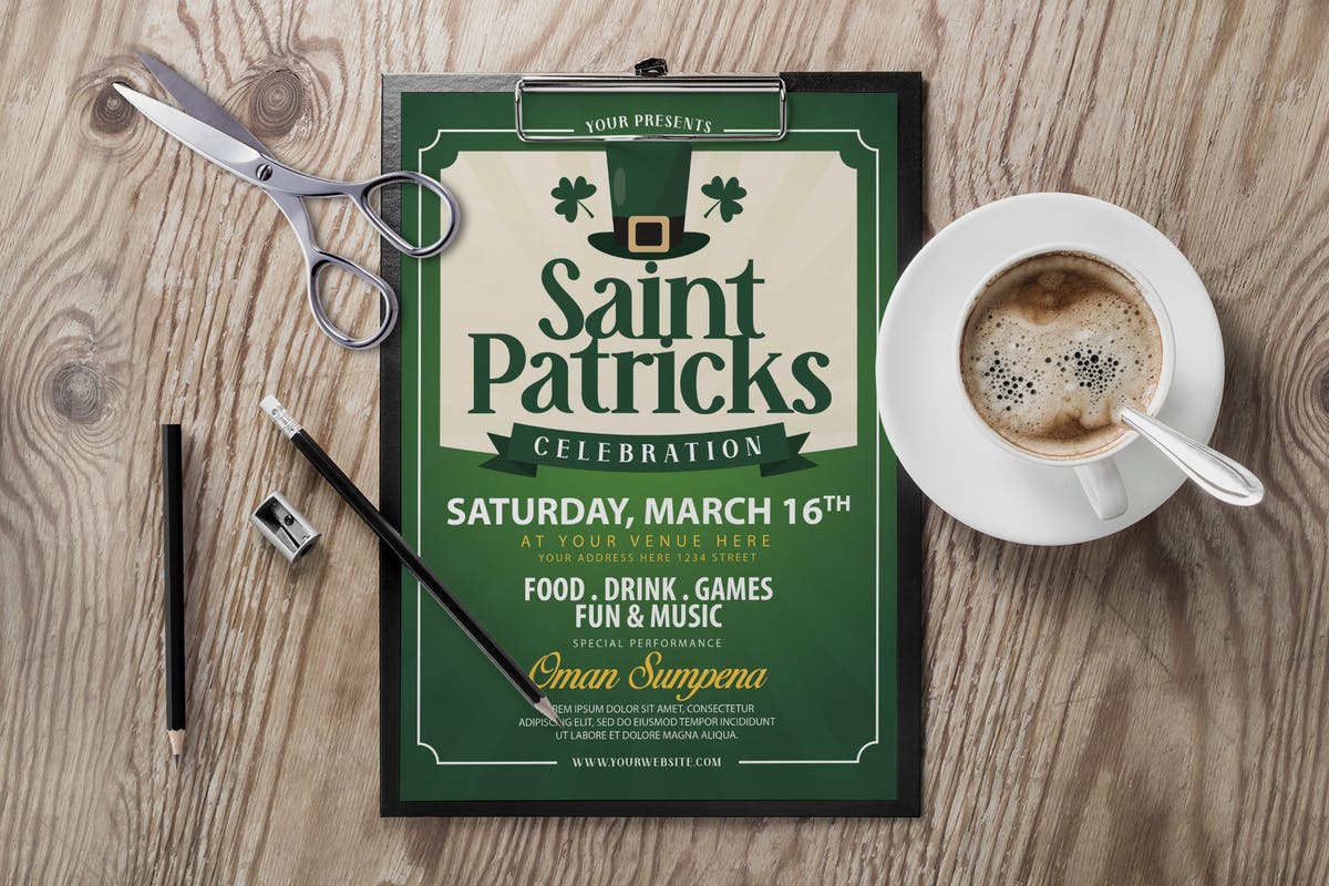 圣帕特里克节活动传单PSD模板 Saint Patricks Day Flyer插图