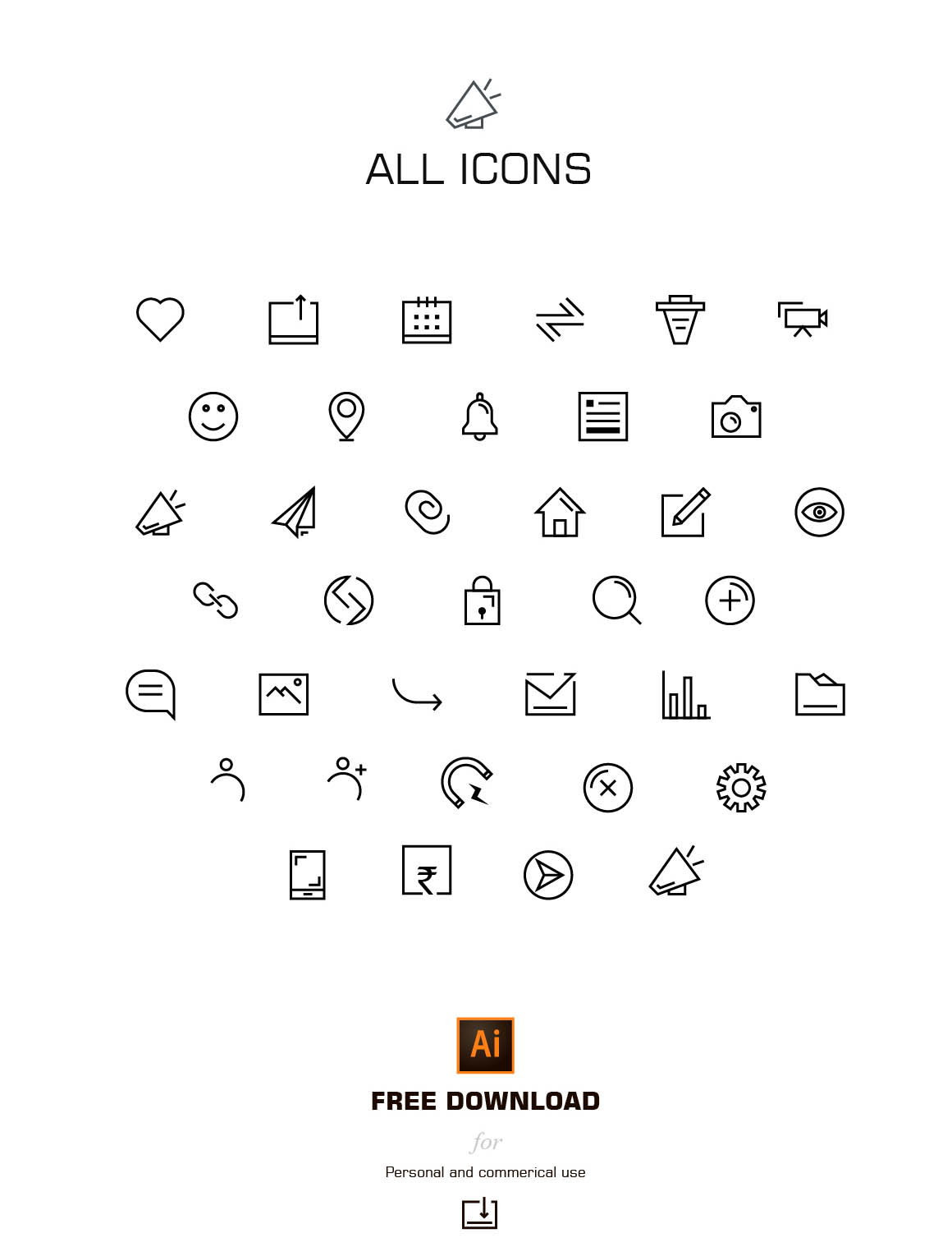 36个社交媒体线性图标 Free Social Media Linear Icons插图(1)