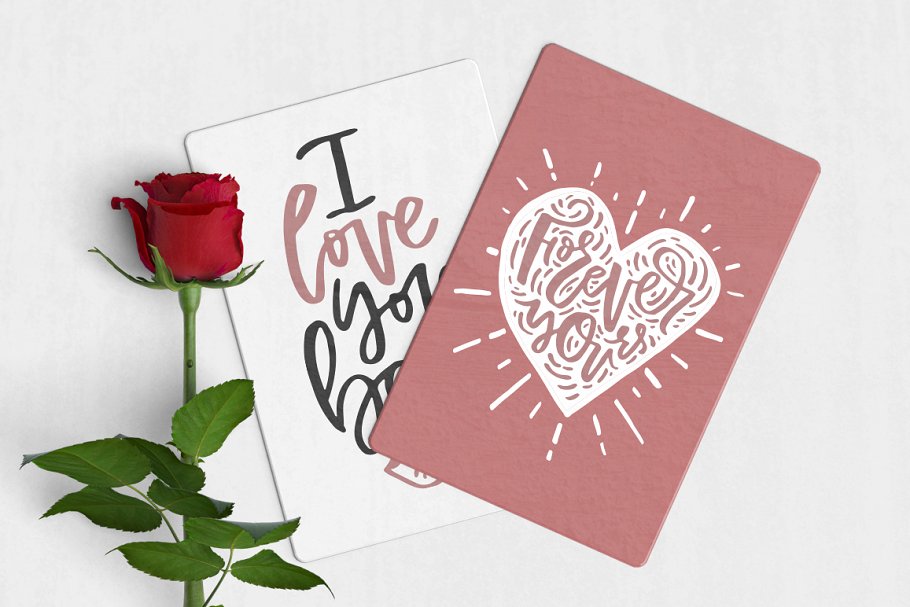 110个手写风格情人节浪漫祝福语插画 Valentine’s Day Lettering Pack插图(13)