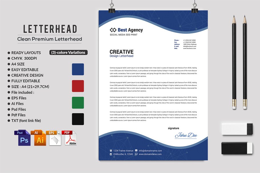 10款企业品牌信笺模板 Letterhead Bundle插图(3)