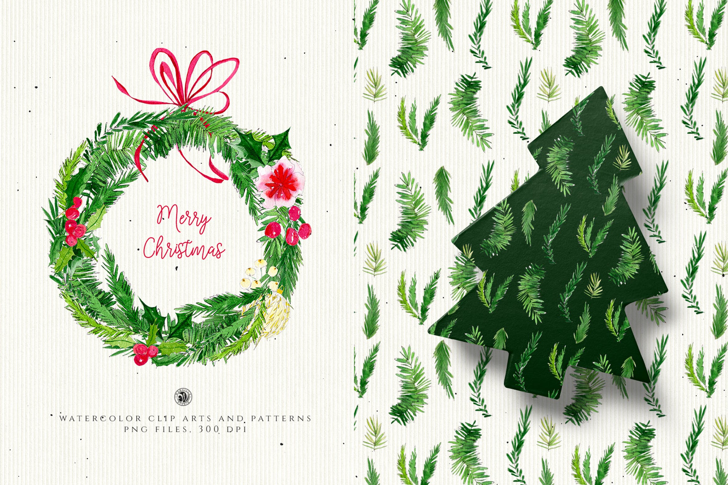 水彩手绘圣诞装饰元素PNG高清图片素材 Christmas Decorations插图