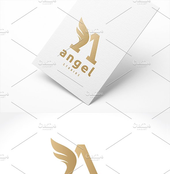 创意字母Logo模板系列之字母A Angel Logo Letter A logo template插图