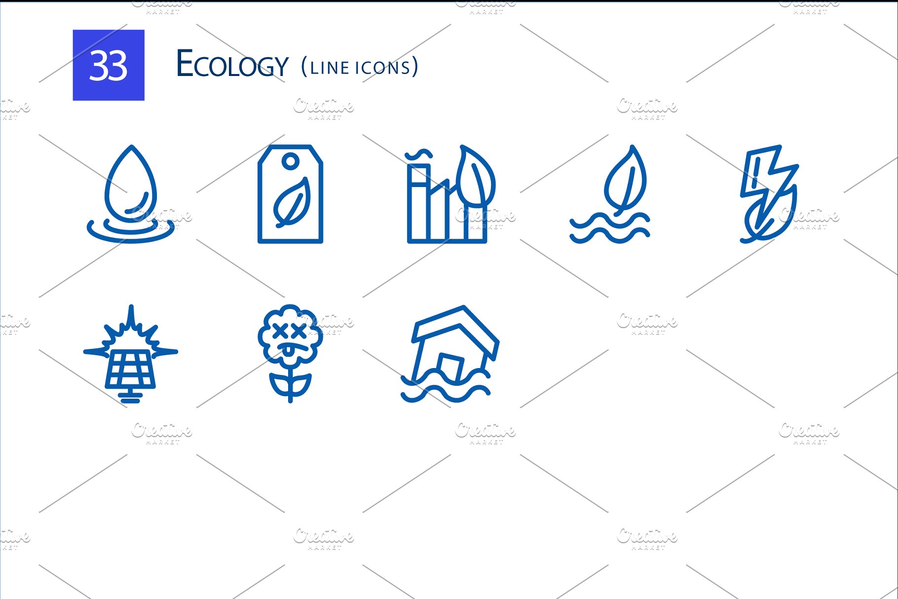 33枚新能源主题图标 33 Ecology Line Icons插图(2)