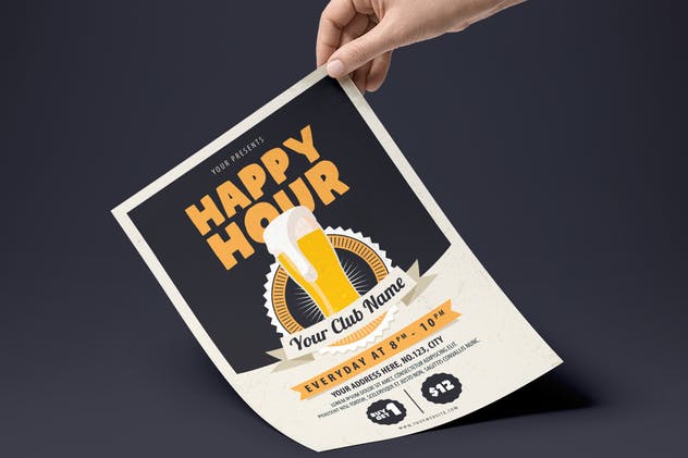 欢乐时光欢聚时光活动海报模板 Happy Hour Flyer插图(1)