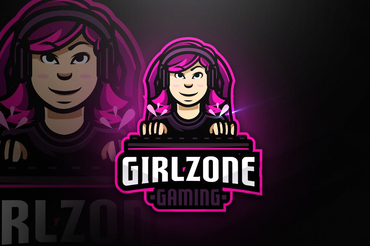 女生游戏卡通形象Logo模板 Girlzone Gaming – Mascot & Esport Logo插图
