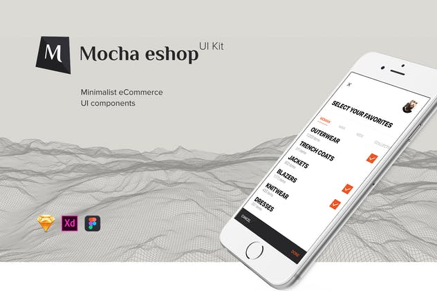 极简主义服饰品牌电商手机APP应用UI套件 eShop Mobile App UI Kit插图(1)