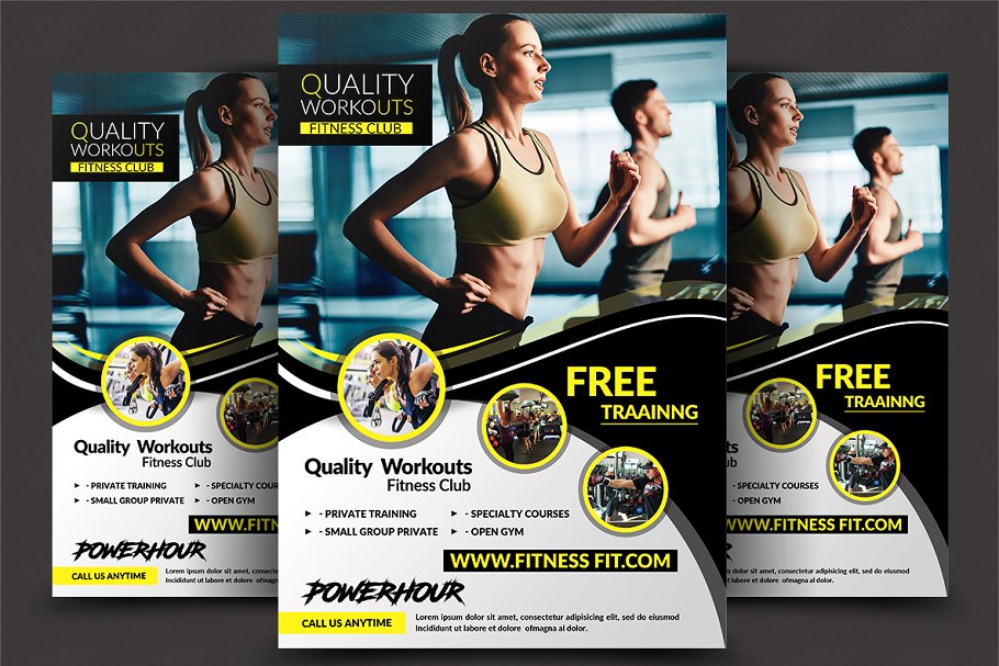 健身俱乐部广告海报PSD模板 Fitness Flyer – Gym Flyer Templates插图