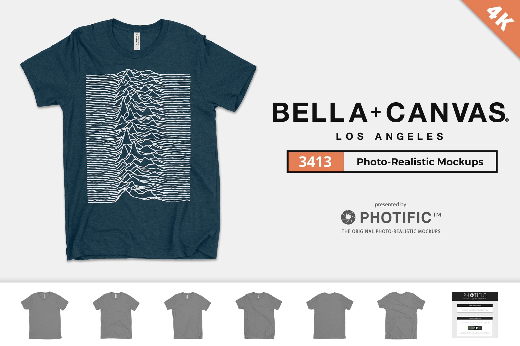 胸前印花图案T恤样机模板 Bella Canvas 3413 Tri-Blend Mockups插图