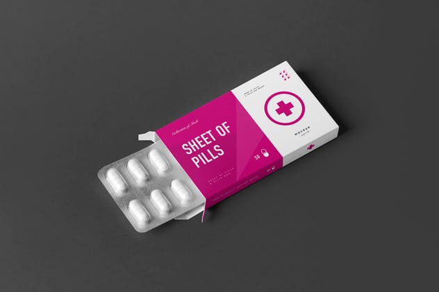 药片药丸包装盒样机3 Pills Box Mock-up 3插图(1)