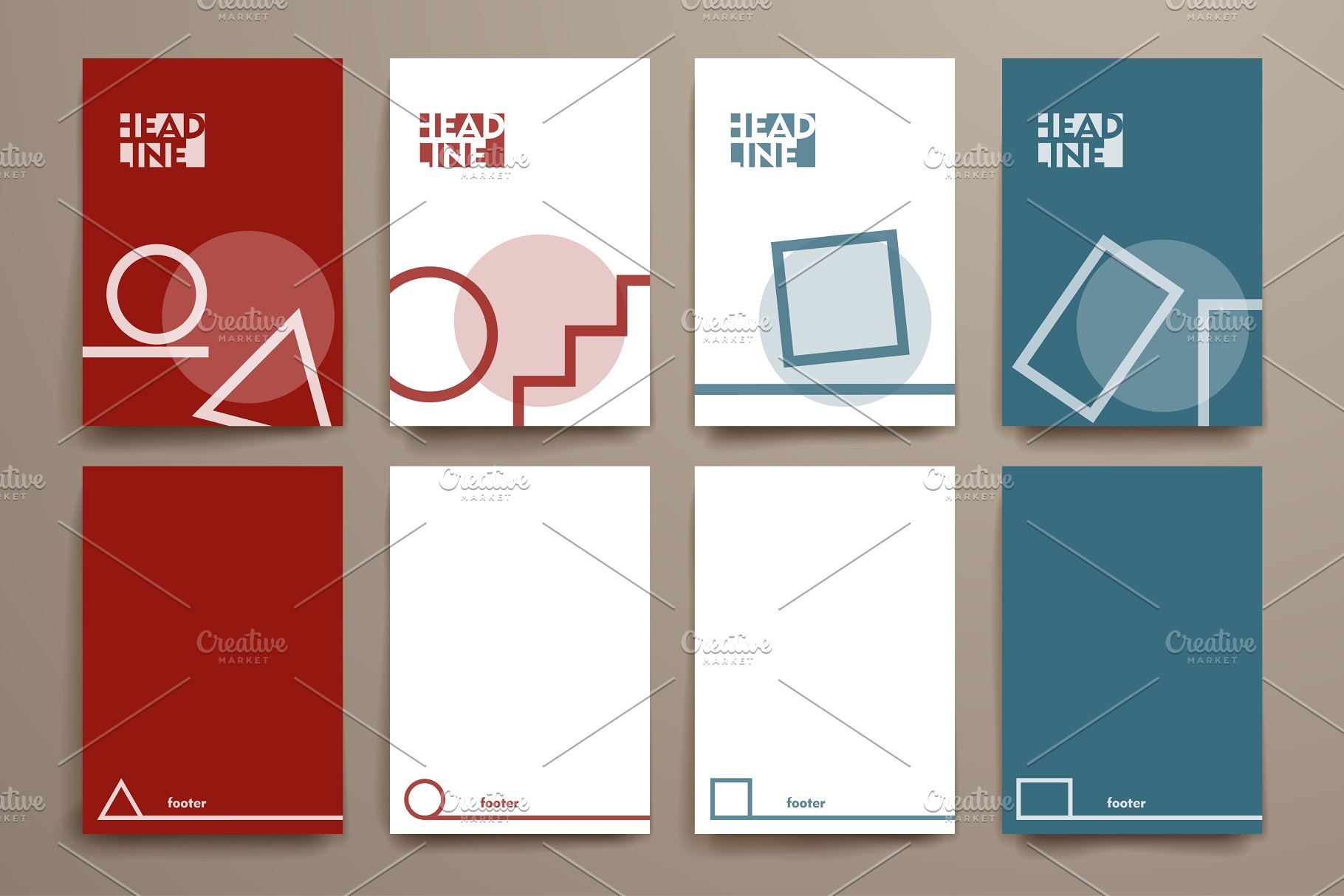 简约小册子传单设计模板 Set of Simple Brochures插图(1)