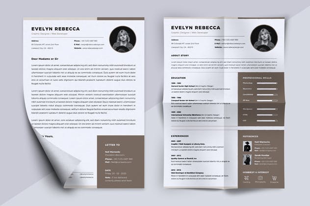 极简主义风设计师简历模板设计 Minimalist CV Resume Vol. 09插图(5)