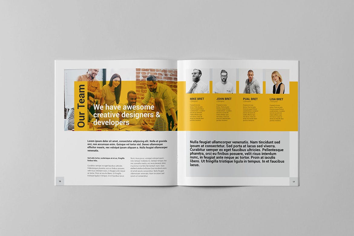 方形创意策划企业介绍宣传画册设计模板 Malibu Brochure Square插图(8)