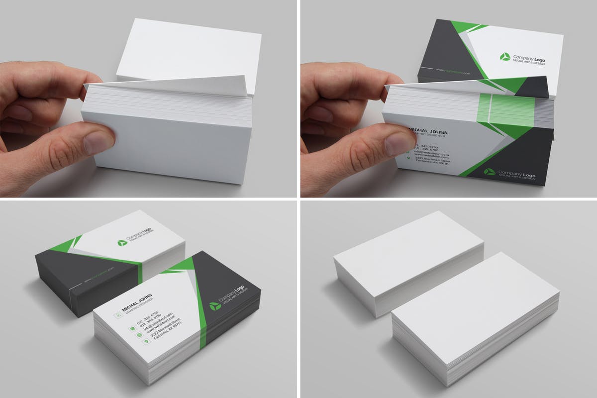 经典简约风格企业名片设计样机 Realistic Business Card Mockups for US Size插图