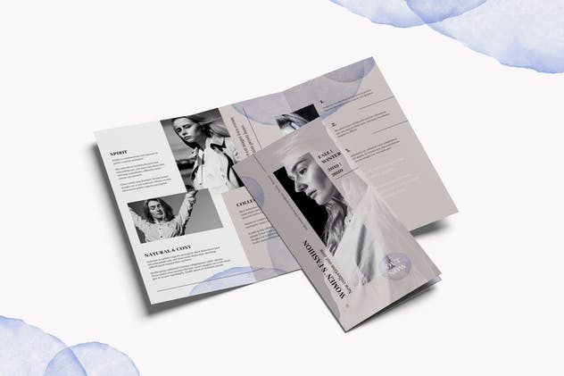 三折页时尚品牌宣传册PSD模板 Trifold fashion brochure插图(2)
