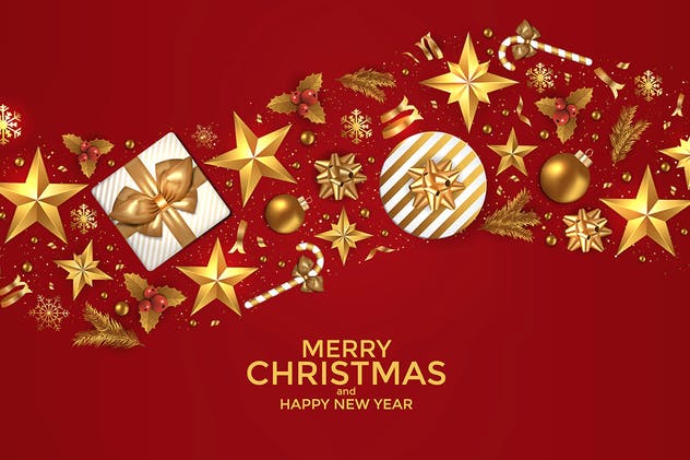 圣诞节&新年年会海报贺卡设计矢量背景 Merry Christmas and Happy New Year backgrounds插图(8)