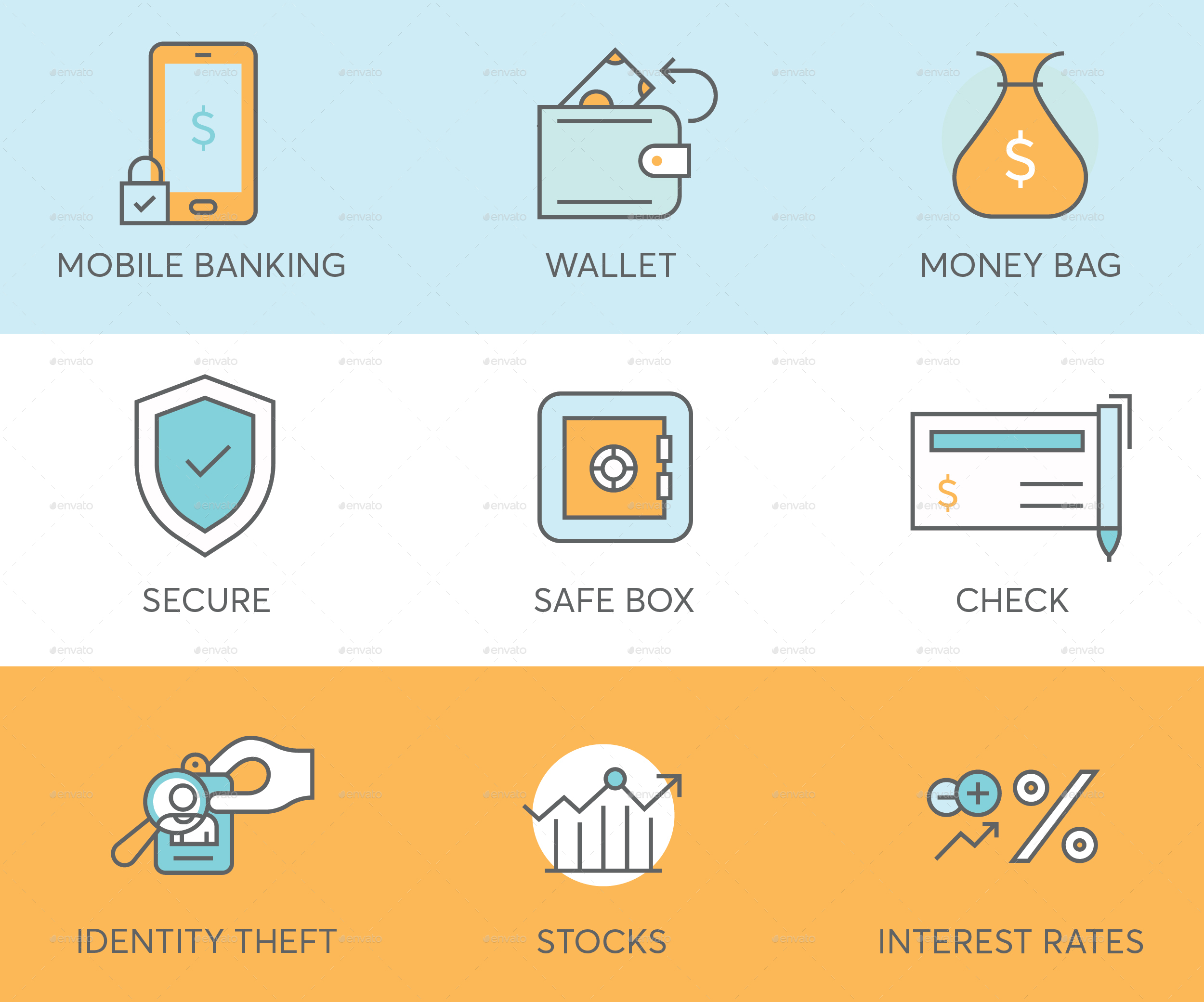 金融、支付和互联网主题图标集 Finance Icons插图(6)