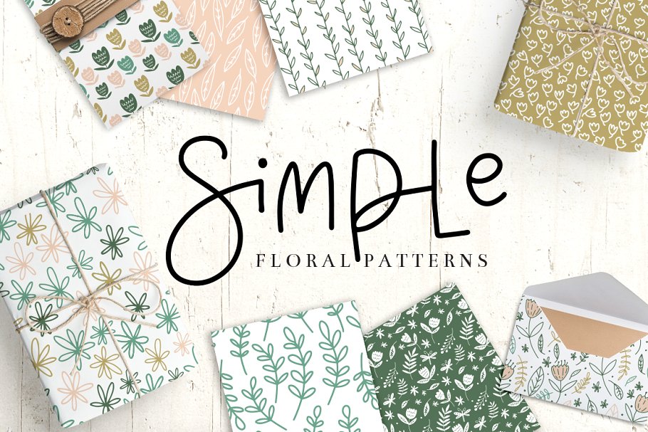 简约实用的花卉图案纹理 Simple Floral Patterns插图