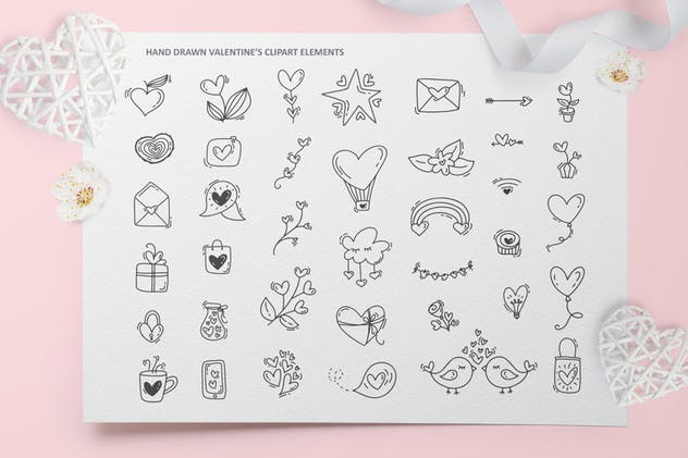 可爱风格情人节设计元素图案素材 Cute Valentines Elements插图(6)