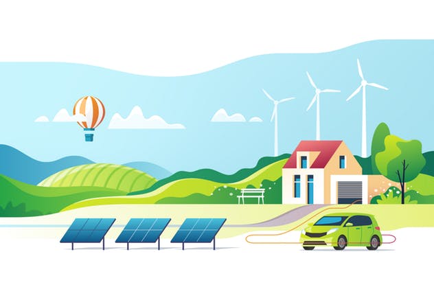 绿色环保可再生能源概念插画 Concept of Eco Friendly Alternative Energy插图(1)