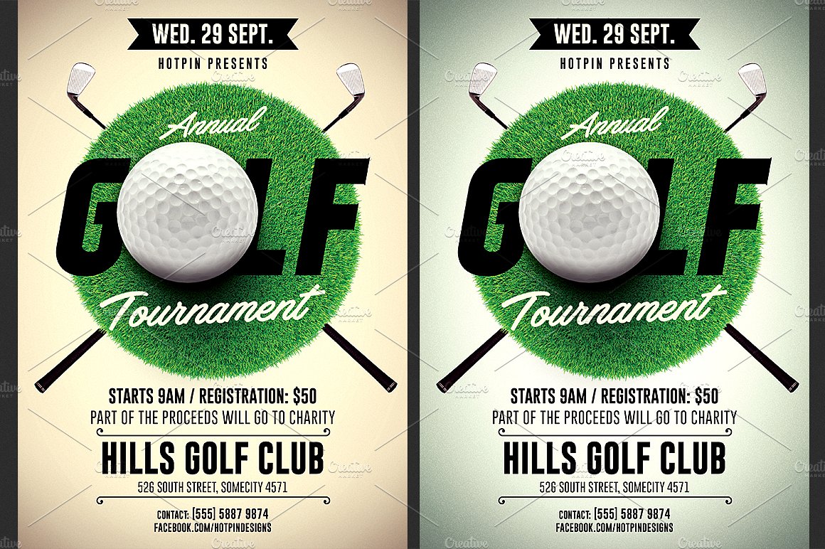 现代高尔夫比赛传单模板 Golf Tournament Flyer Template插图