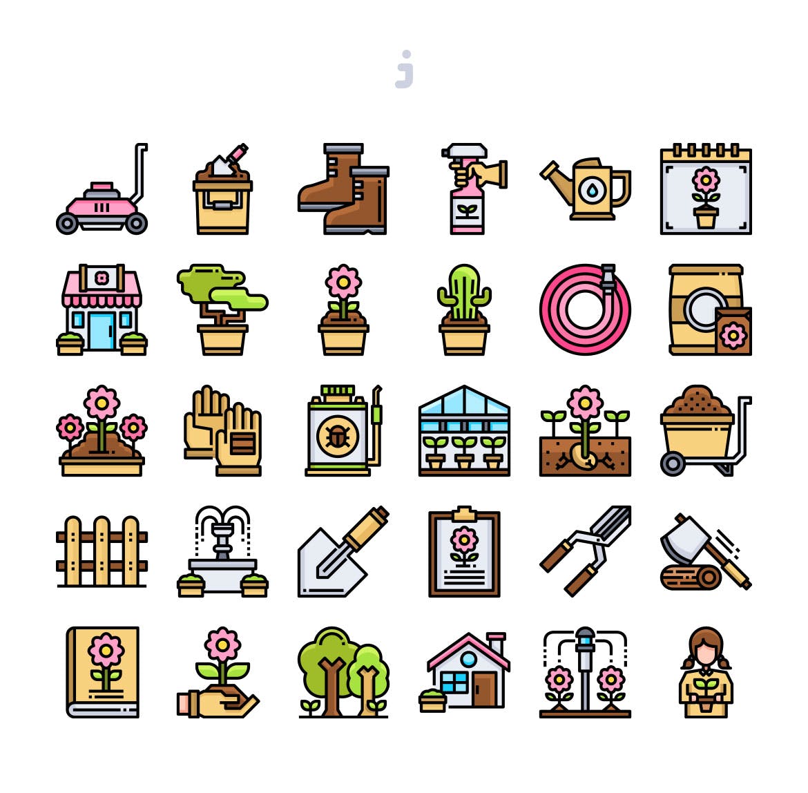 30枚园艺花园主题彩色矢量图标素材 30 Gardening Icons插图(1)