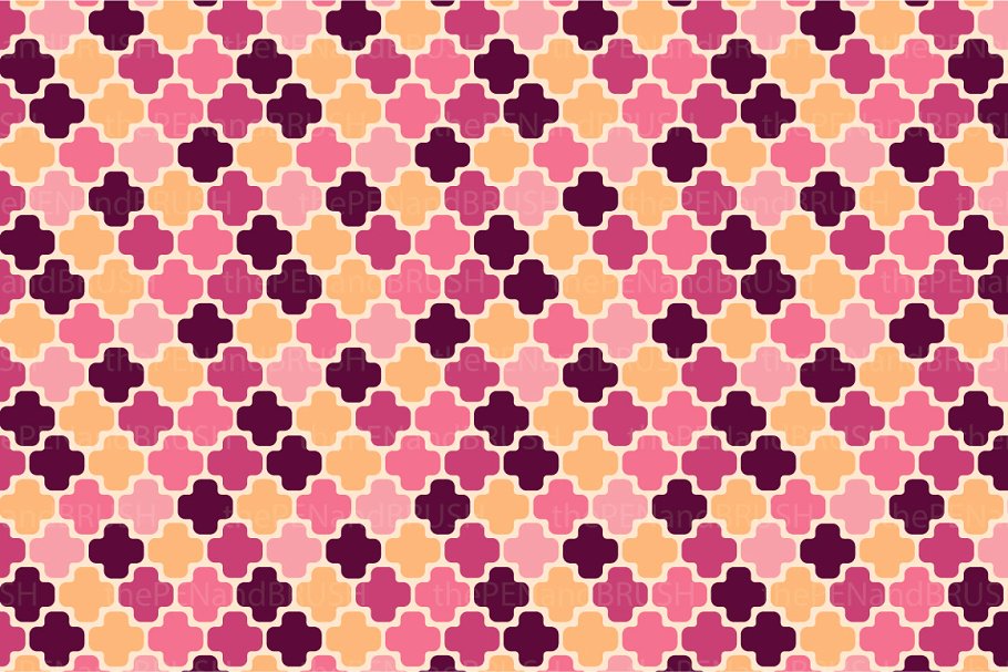 摩洛哥粉色风格装饰图案纸张纹理 Moroccan Pink Patterns – Vector插图(4)