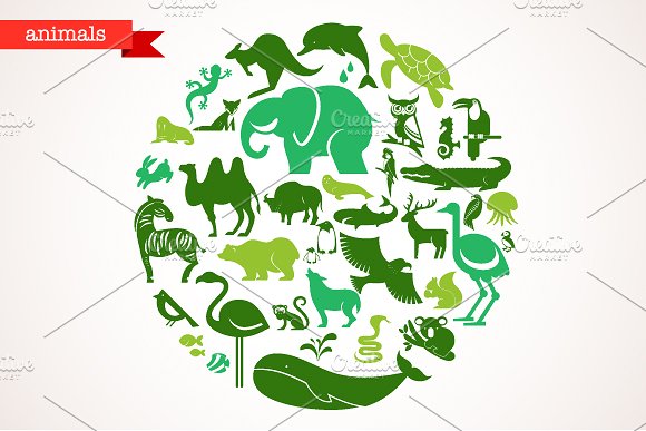40种动物矢量图标 Animals – set of 40 icons插图