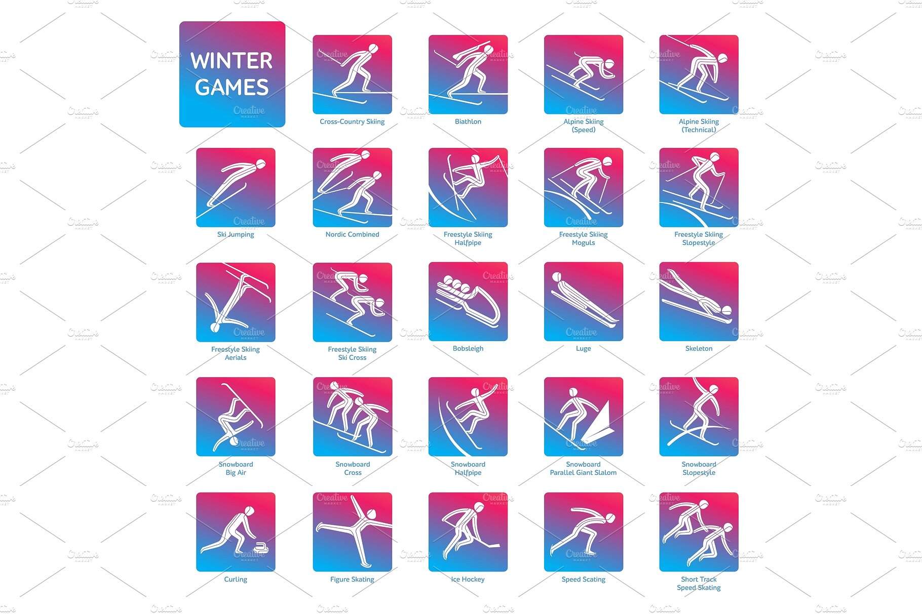 冬季体育游戏比赛图标下载[eps]插图