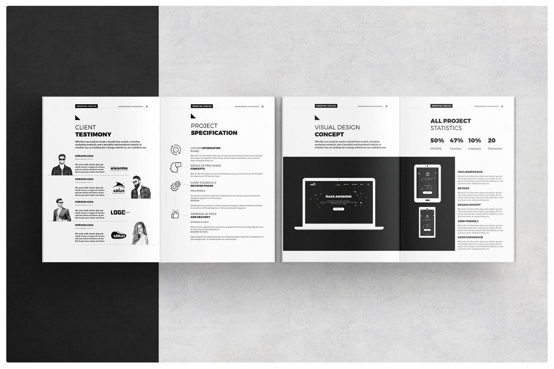 黑白风产品品牌企业画册设计模板 Proposal Template插图(9)