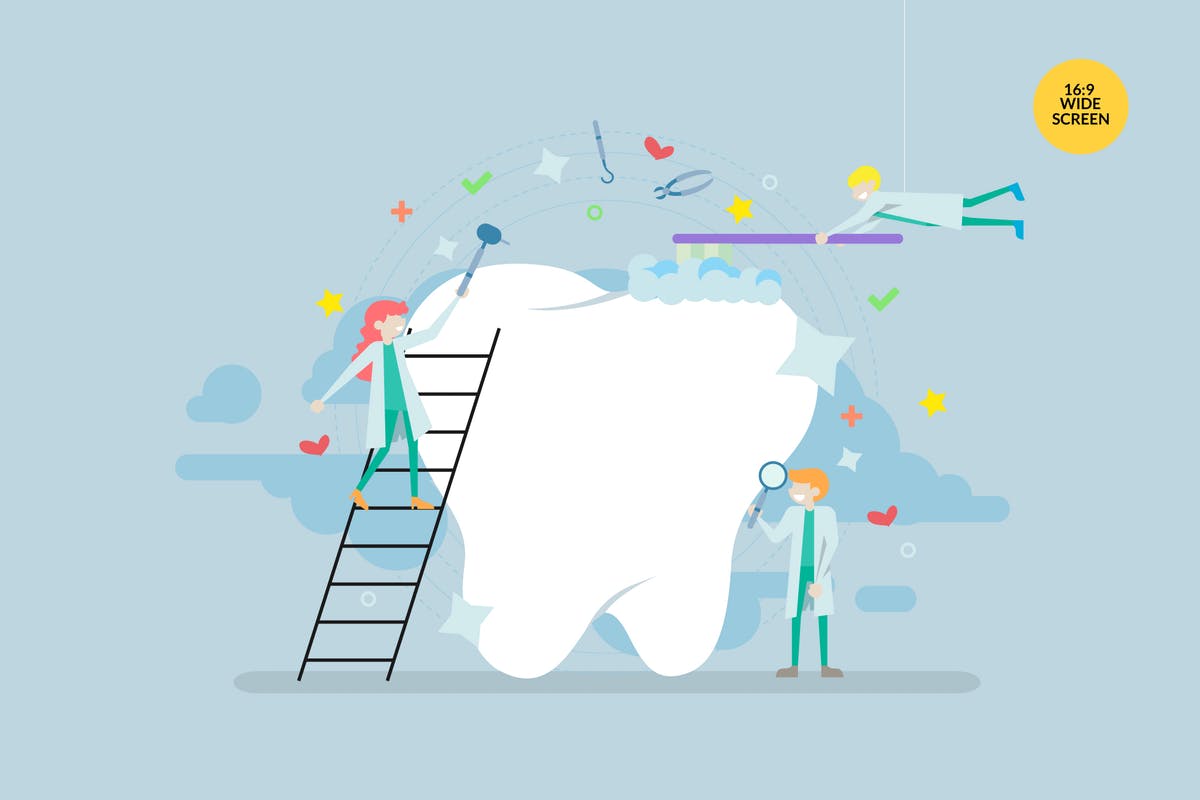 牙齿保健护理矢量概念插画设计素材 Dental Healthcare Vector Concept Illustration插图