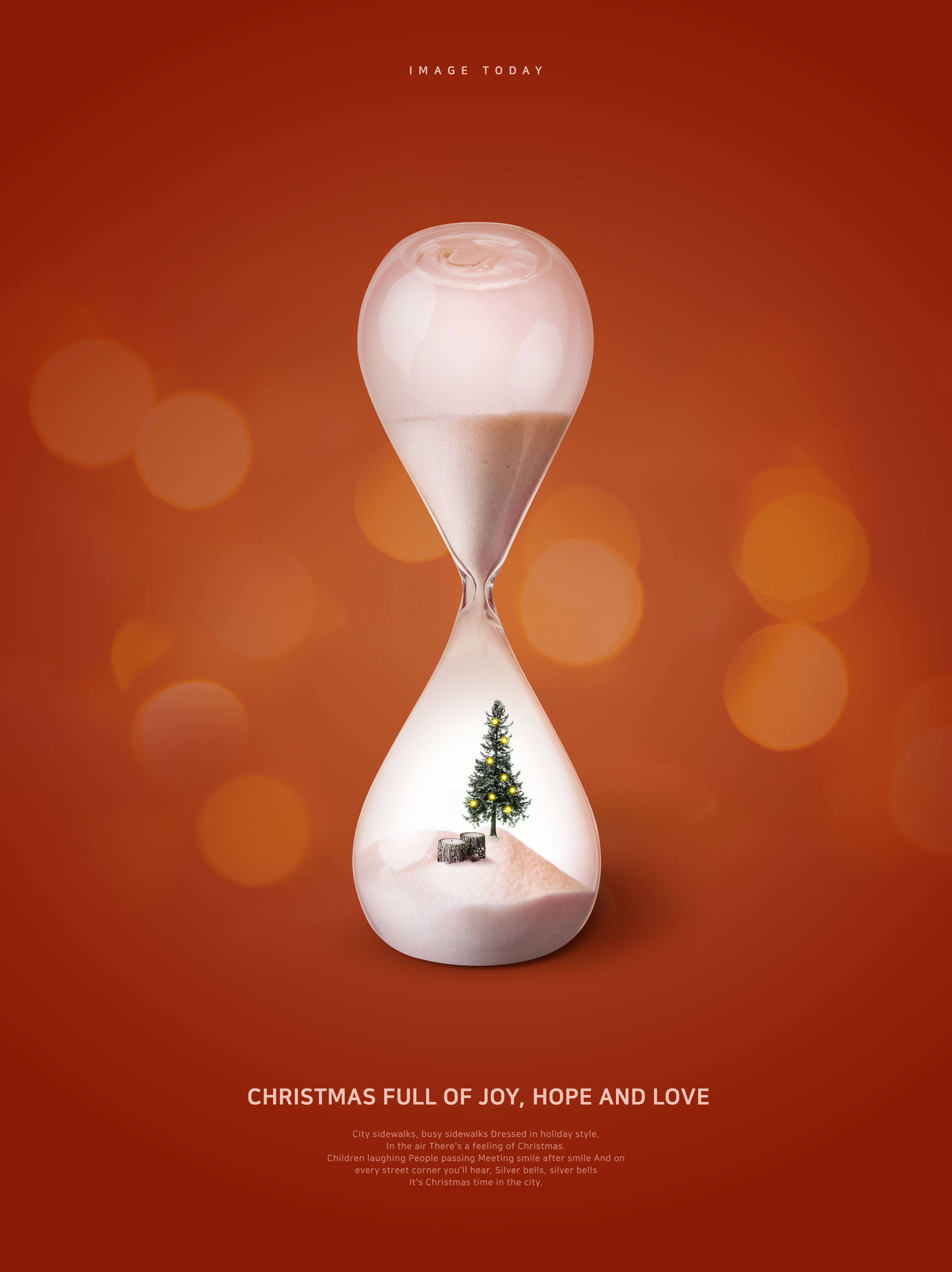 时间沙漏圣诞节主题活动海报模板插图