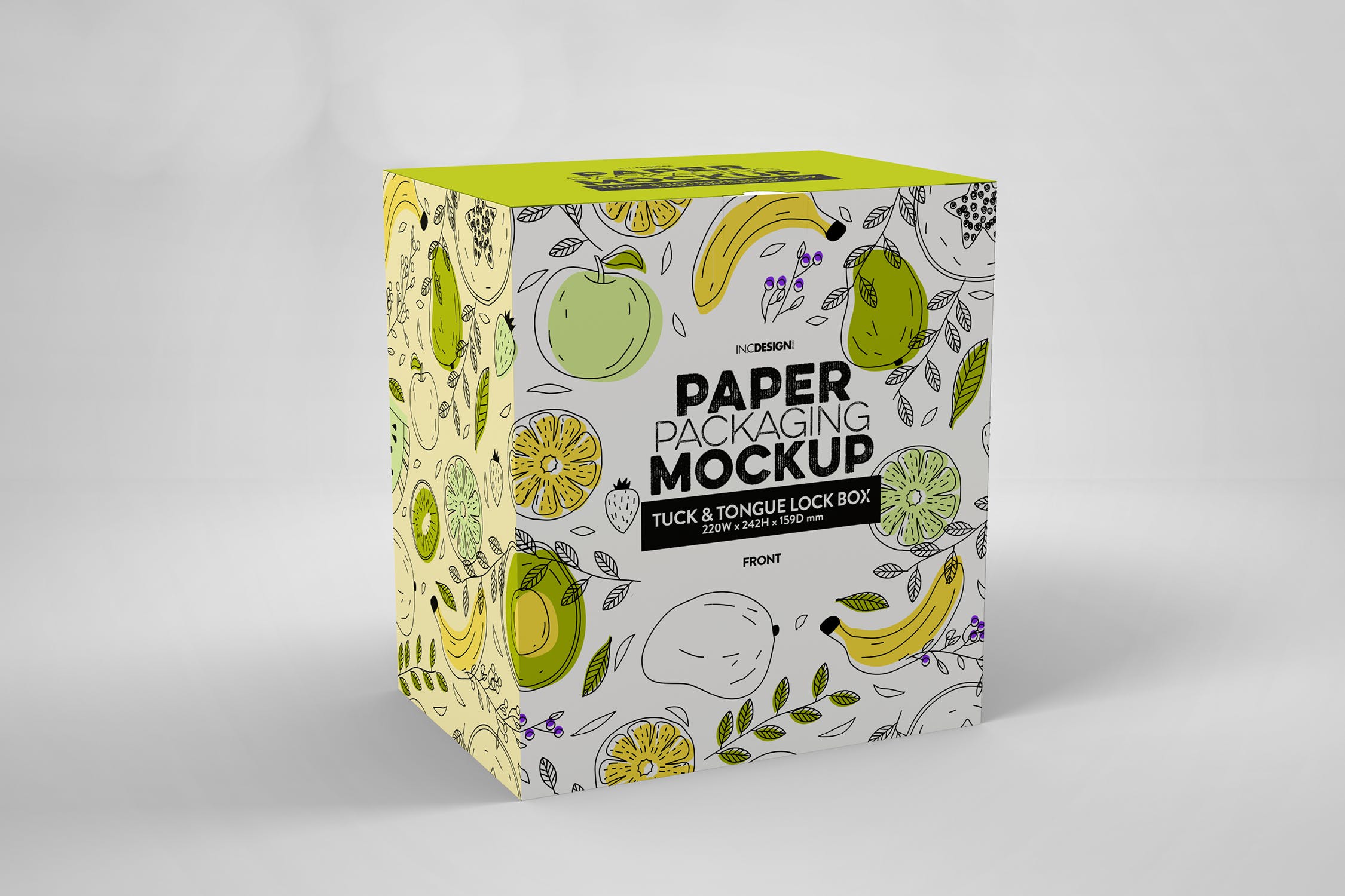 产品包装纸盒外观设计样机模板 Paper Box Tuck & Tongue Lock Mockup插图(1)