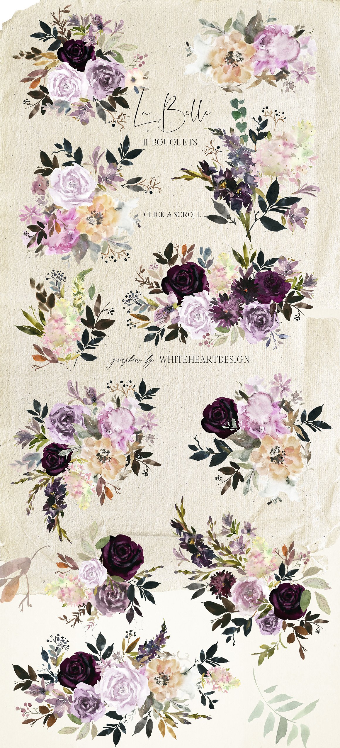 魅力水彩花卉剪贴画 La Belle Watercolor Floral Clipart插图(2)