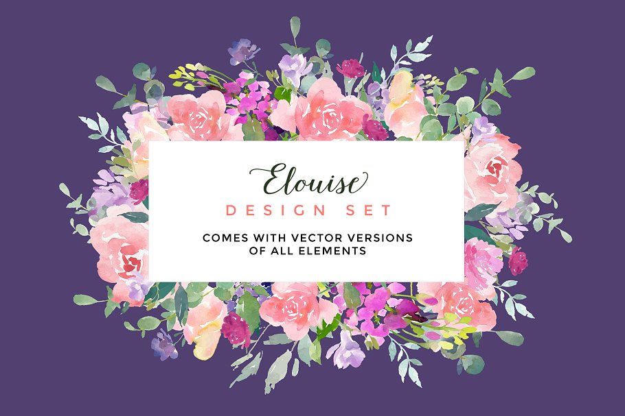 埃洛伊斯水彩花卉剪辑集 Elouise – Flower Clipart Set插图(1)