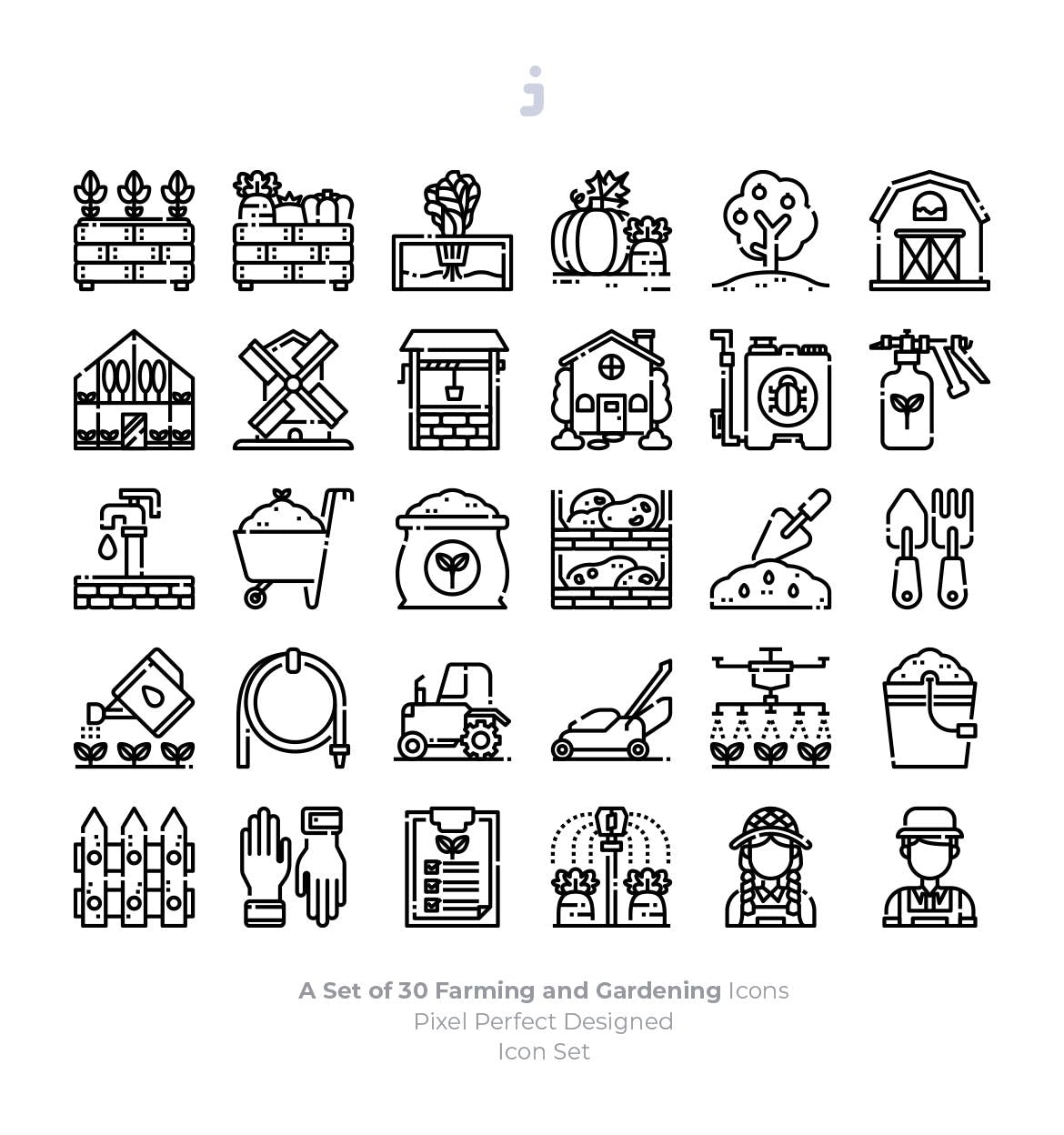 30枚农业&园艺主题矢量图标素材 30 Farming and Gardening Icons插图(2)