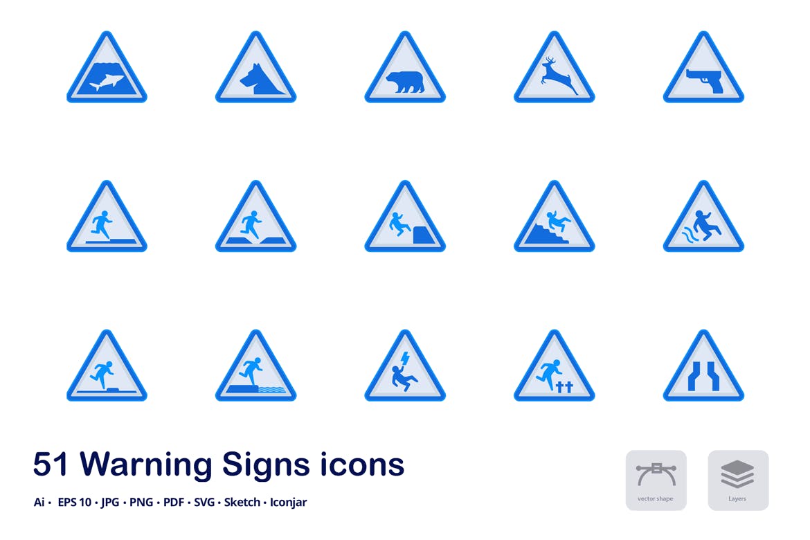 警告标志双色调扁平化矢量图标 Warning Signs Accent Duo Tone Flat Icons插图(2)