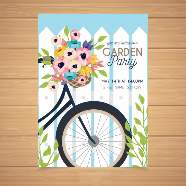特色手绘春天气息的派对邀请卡 Spring garden party invitation in hand drawn style插图