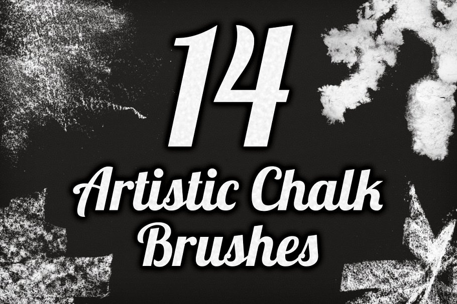 艺术黑板画粉笔画PS笔刷 Artistic Chalk Brush Pack 1插图