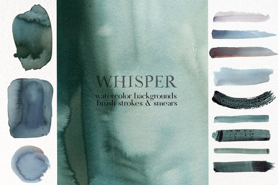 冬天日出氛围水彩笔画背景 Whisper – Watercolor Backgrounds插图