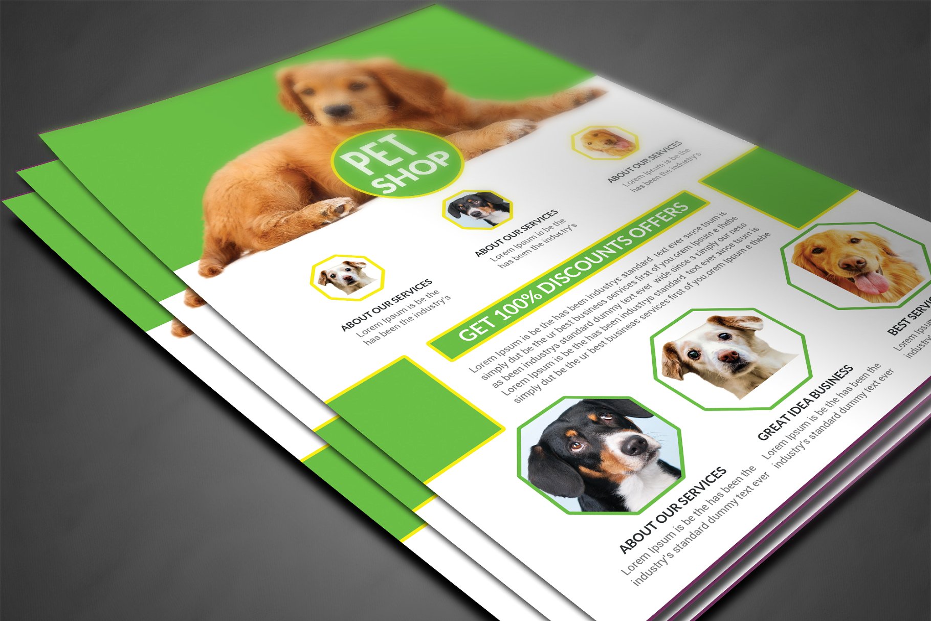 宠物店海报宣传单页设计模板 Pet Shop Flyer插图(2)