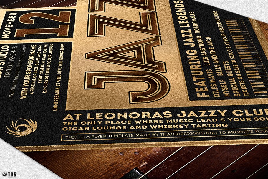 爵士音乐派对传单PSD模板v5 Jazz Festival Flyer PSD V5插图(5)
