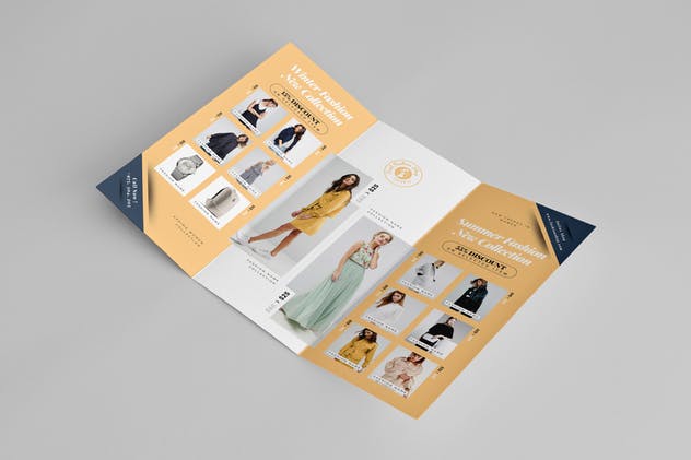 时尚店铺促销三折页传单设计模板 Fashion Sale Trifold Brochure插图(2)