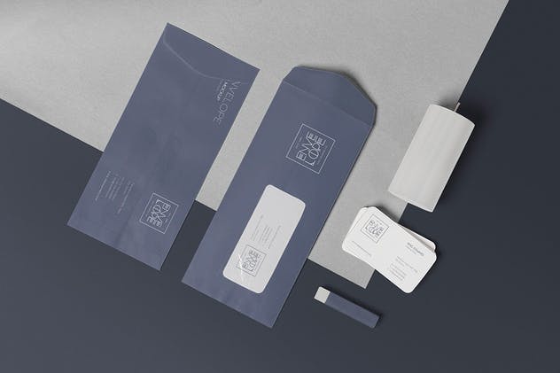 6款企业品牌VI设计展示信封&信纸样机模板 6 Envelope & Letter Mockups插图(4)
